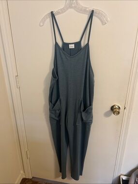 Teal Strappy Jumpsuit with Pockets